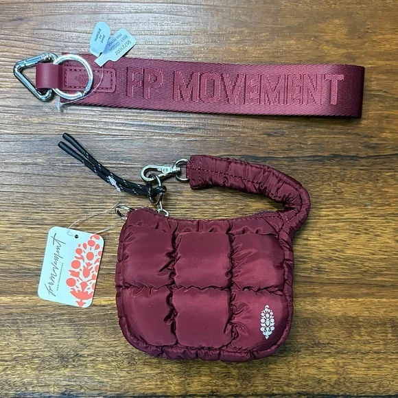 ♥️💖 LAST CHANCE🛑 FP MOVEMENT 2 Quilted Bags & Keychain NEW W/ TAGS Mahogany - Picture 5 of 9